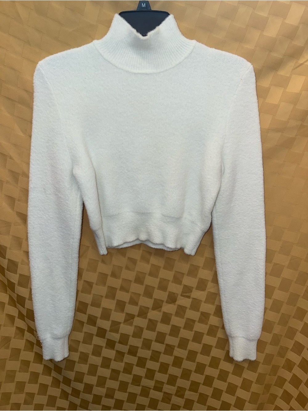 Zara Cream Cropped Turtleneck Sweater
